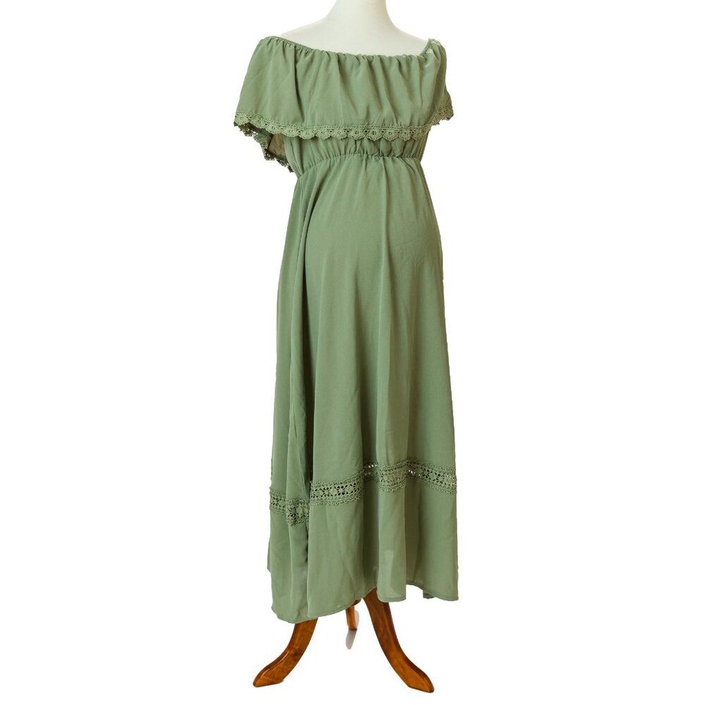 Sage Green Boho Midi Dress – Perfect for Photoshoots